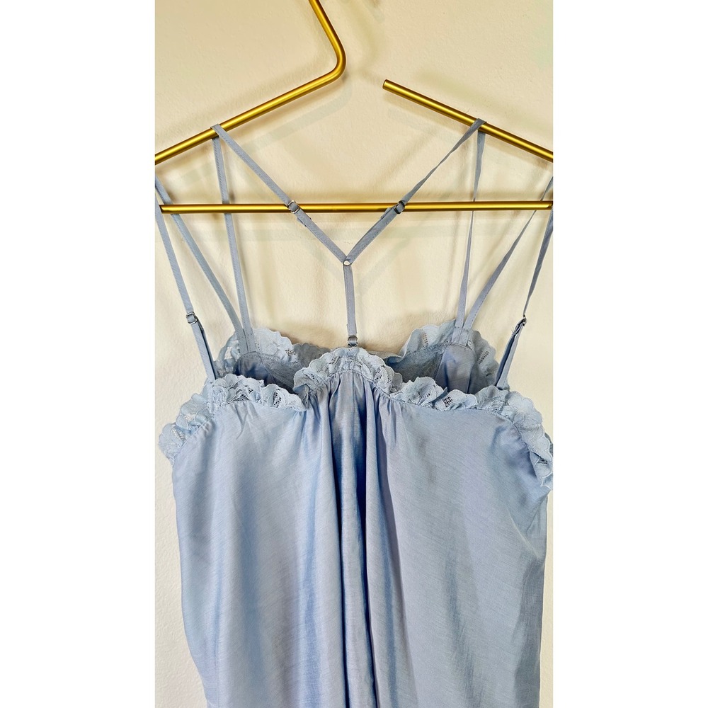 NWT Scoop Flowy Lace Tank Oversized S Blue Lace Trim Romantic Breezy Drape - Picture 10 of 12